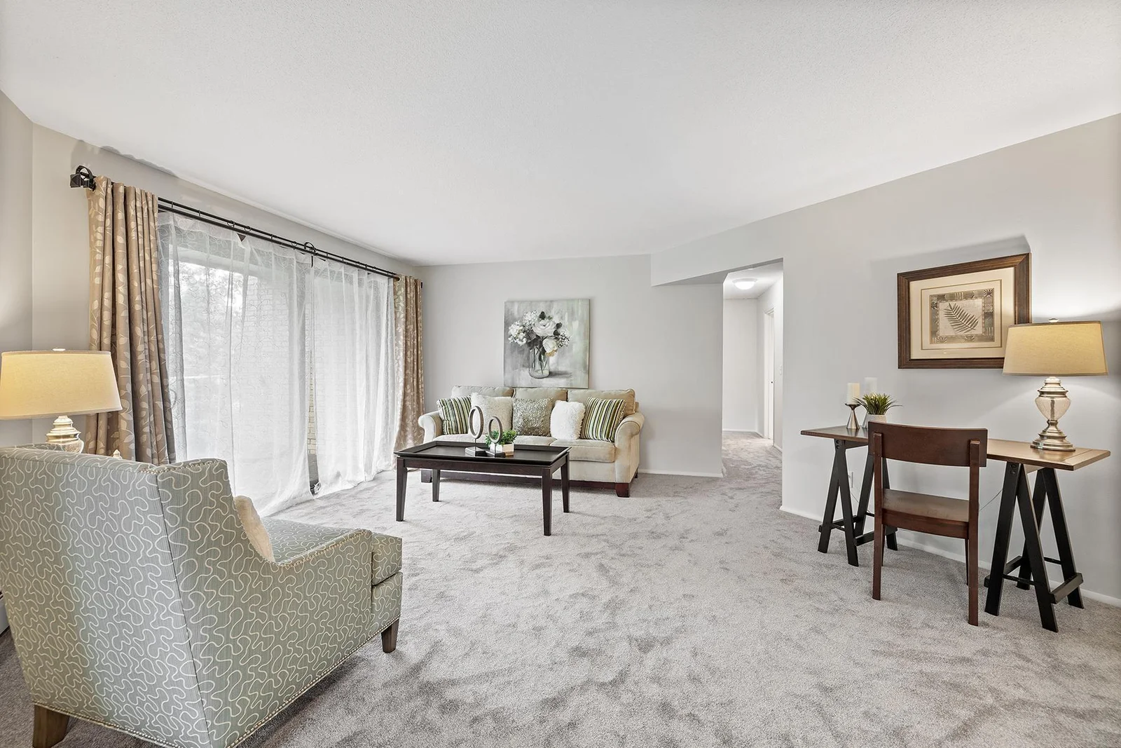 Living room looking toward balcony