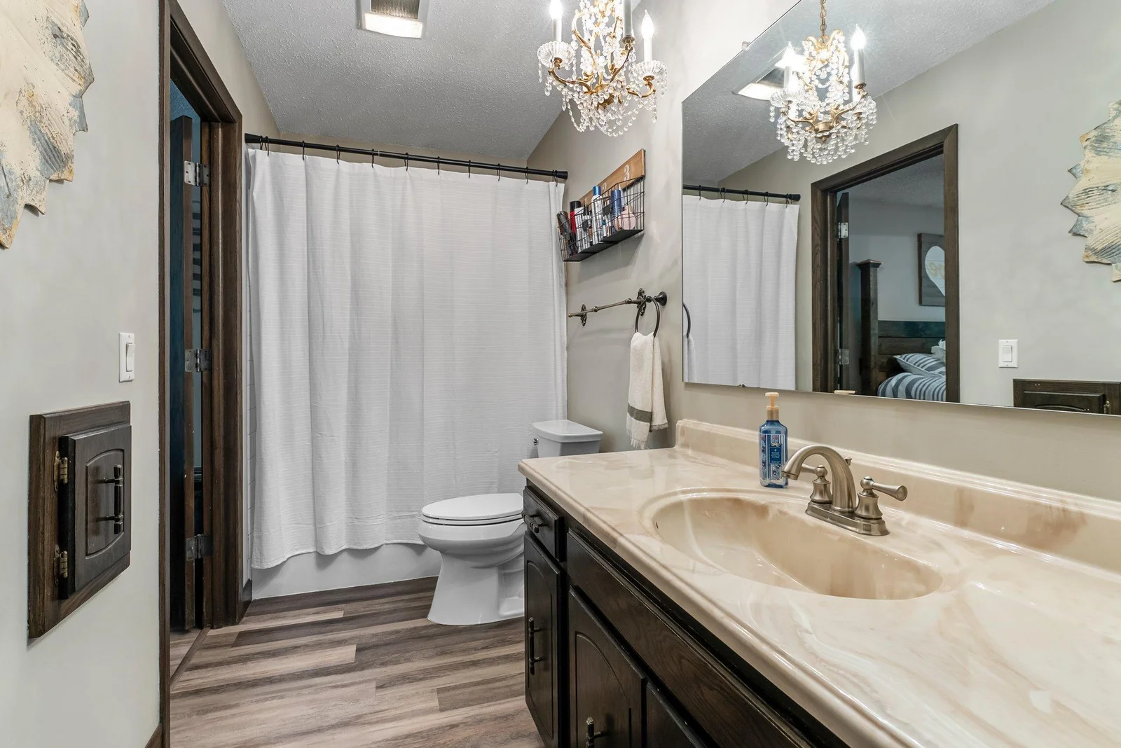 Full bath upstairs - walk thru to primary BR