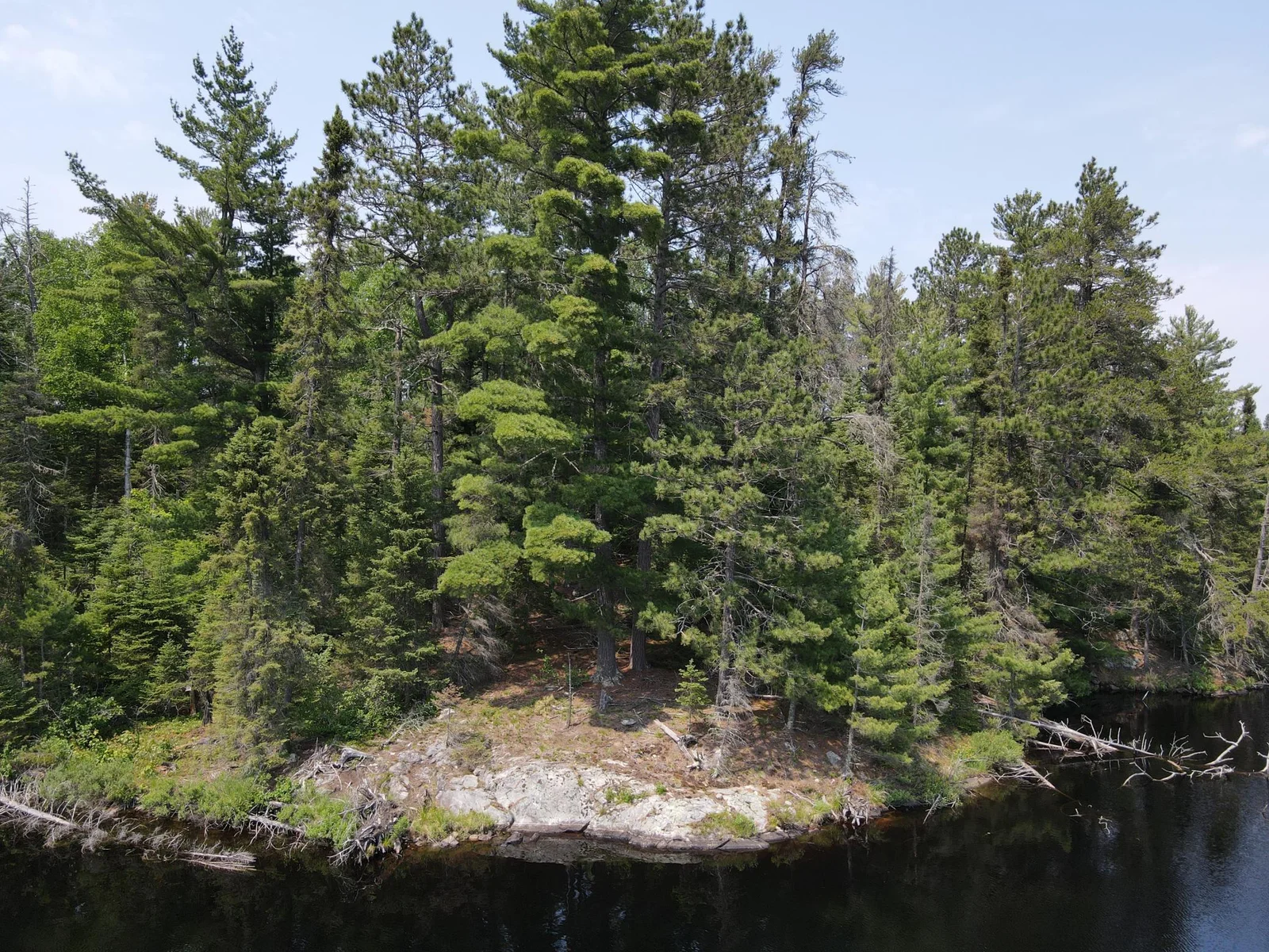 Rock outcroppings on East shoreline