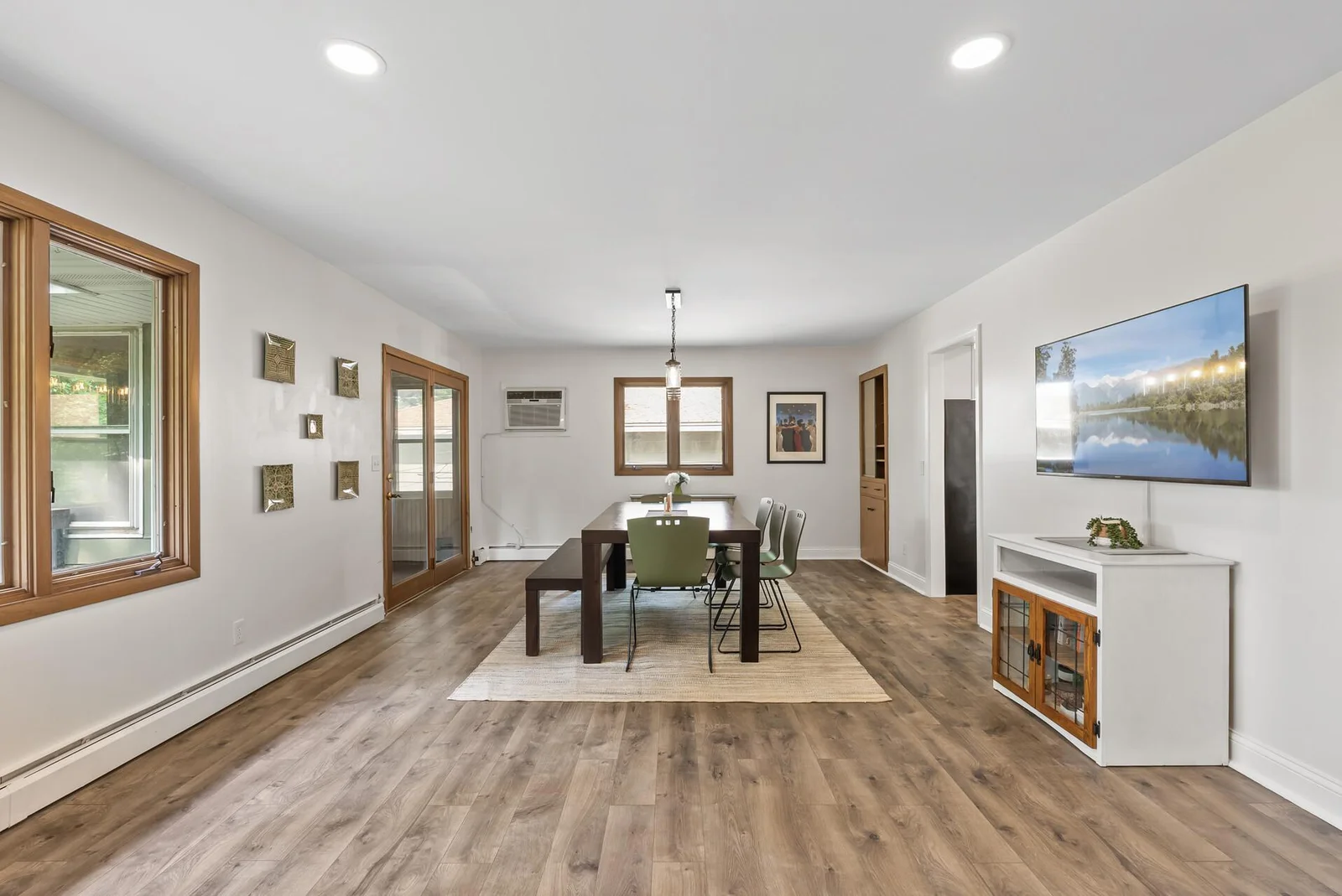 view from living room to dining area