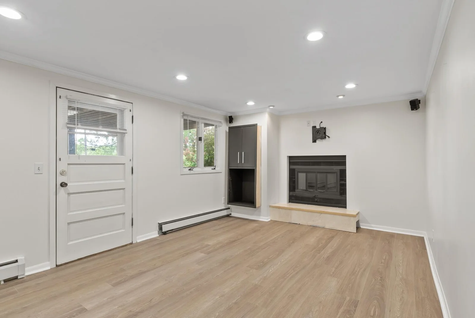 Fireplace & walkout to patio