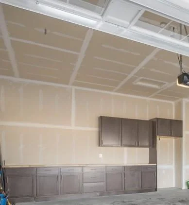 Relocated Original Kitchen Cabinets to Garage Built-ins