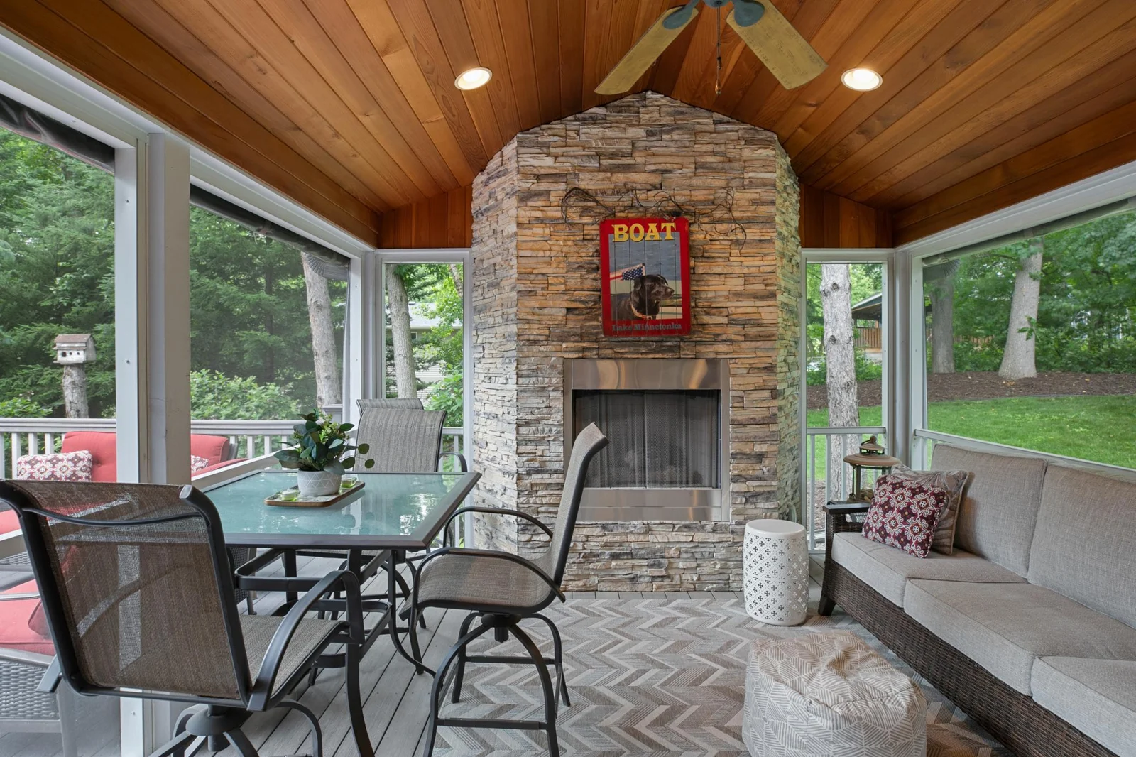Super cozy screen porch and ANOTHER gas fireplace!!