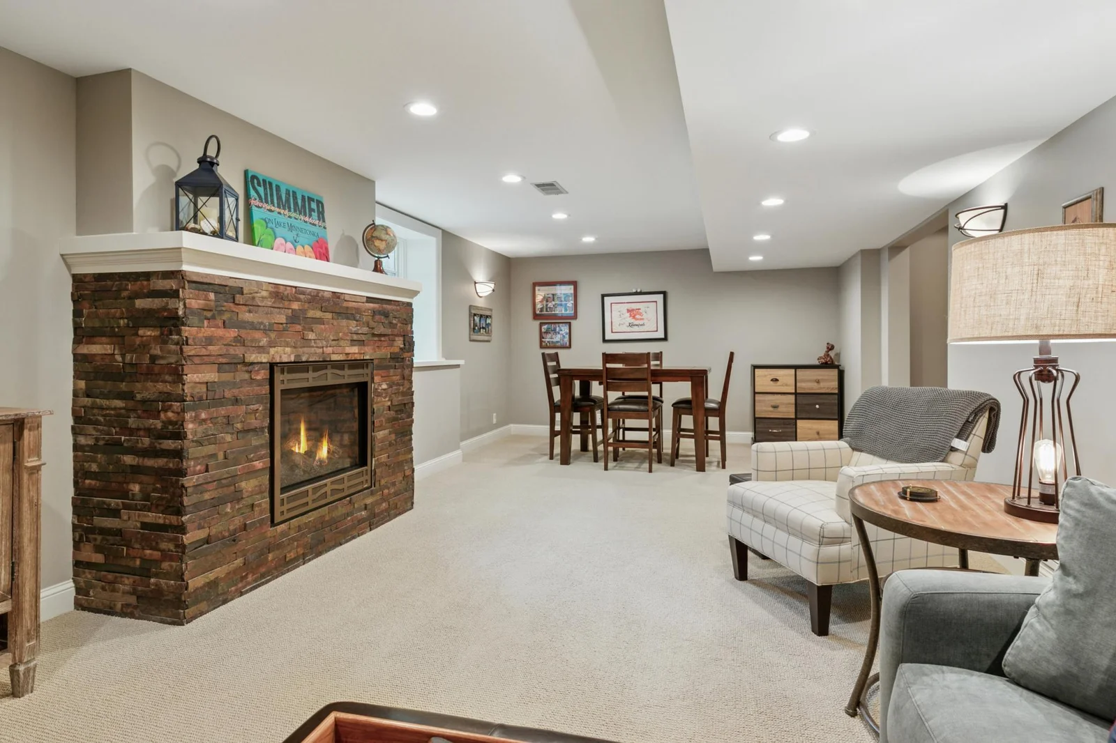 one of three gas fireplaces