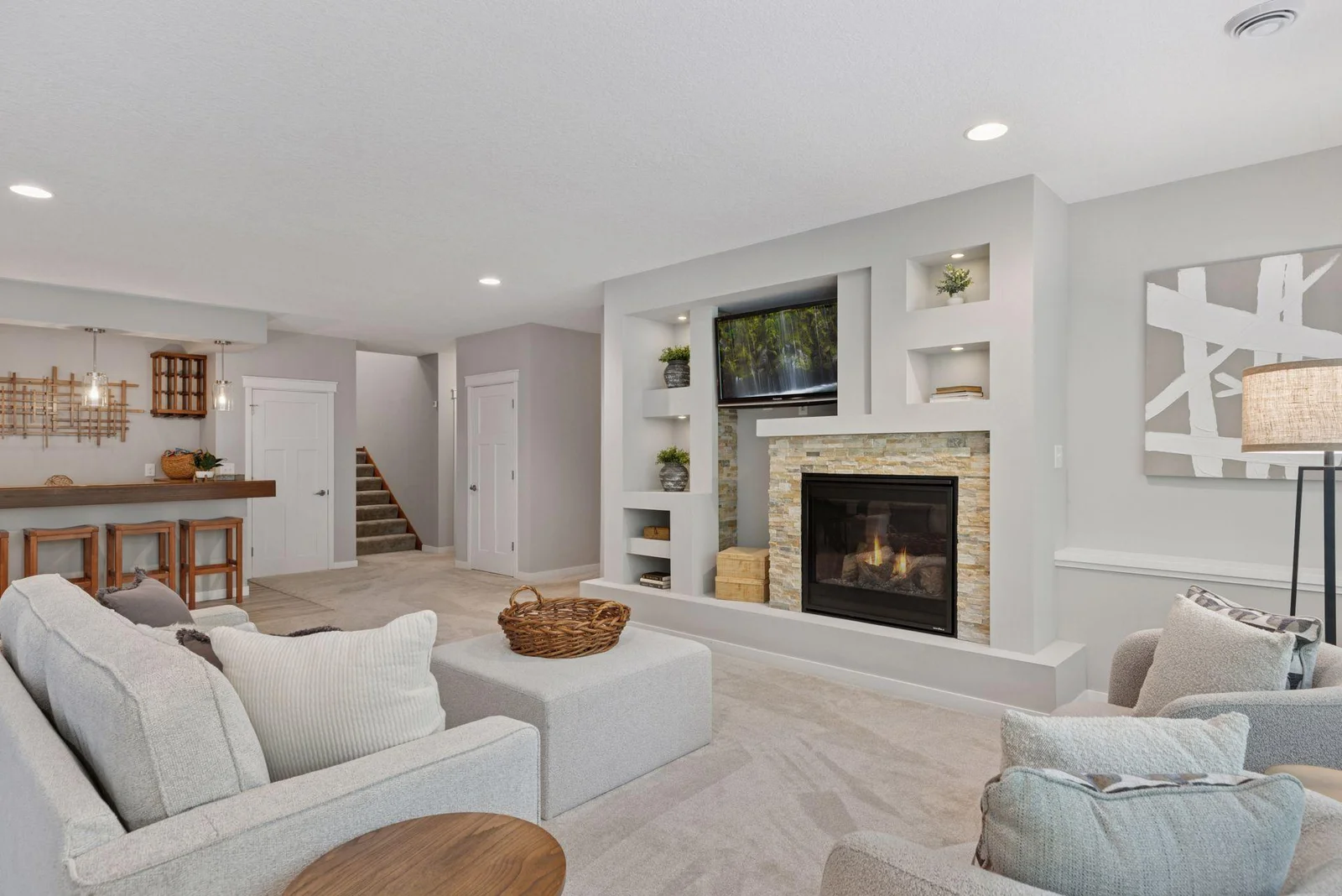 Another look at the lower level—bright finishes and wide-open space throughout.
