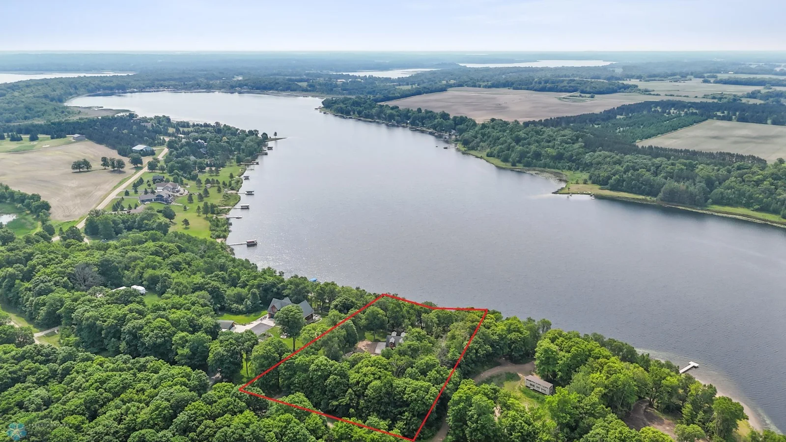 Areal view of cabin & lake