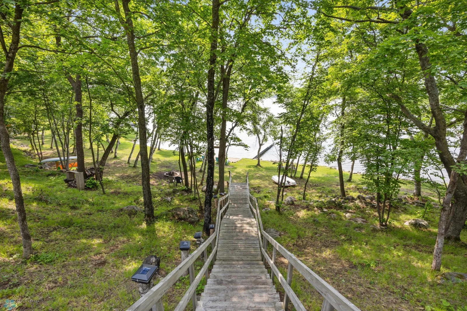 Stairs to lake