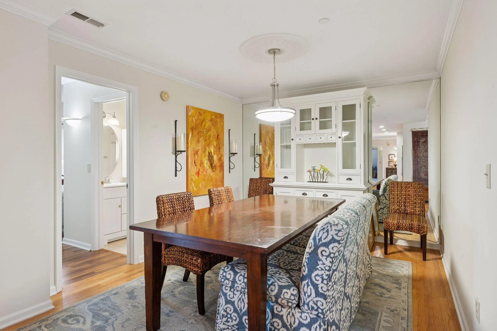 Dining room is steps from the kitchen