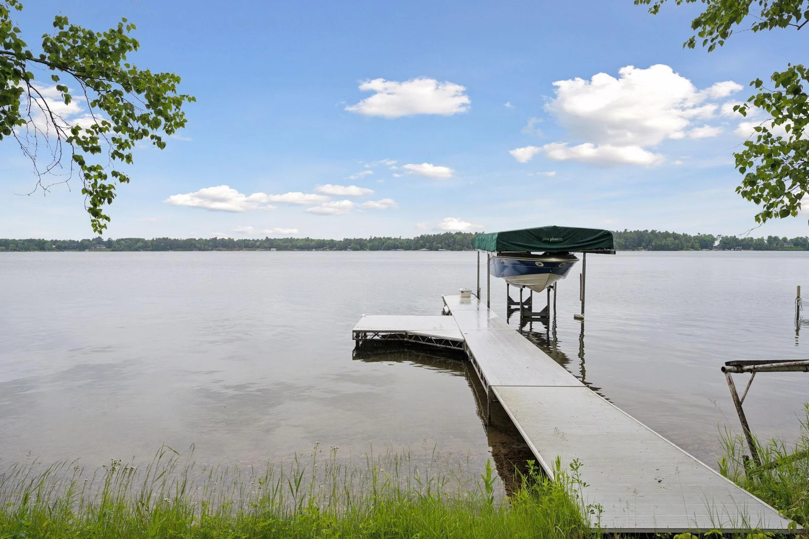 Private dock with boat lift