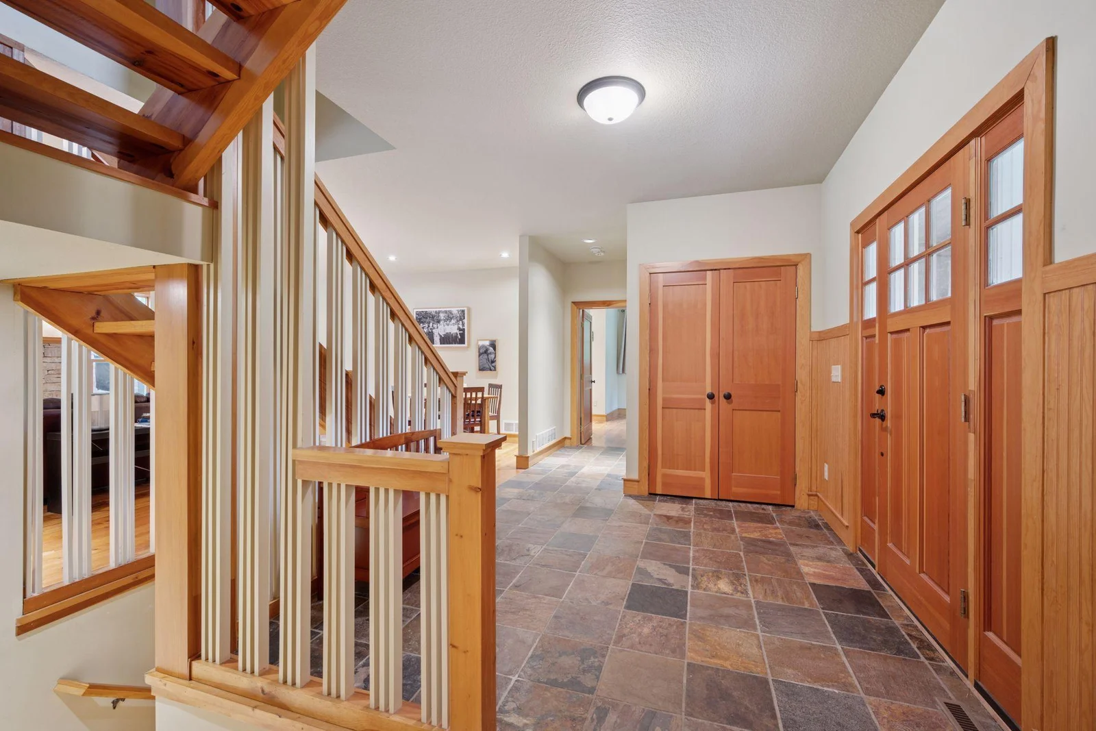 Staircases to upper & lower levels