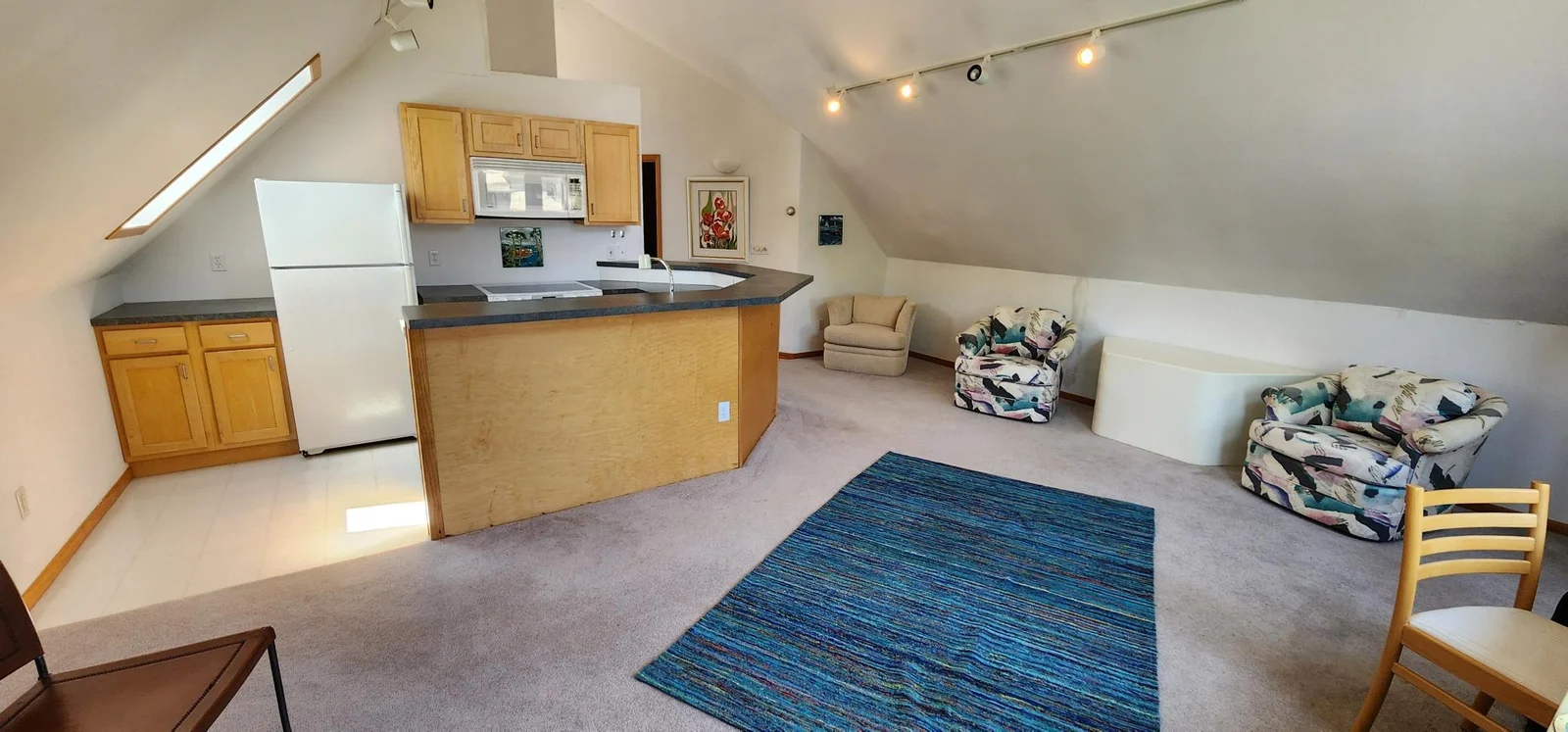 Kitchen and living room in apt
