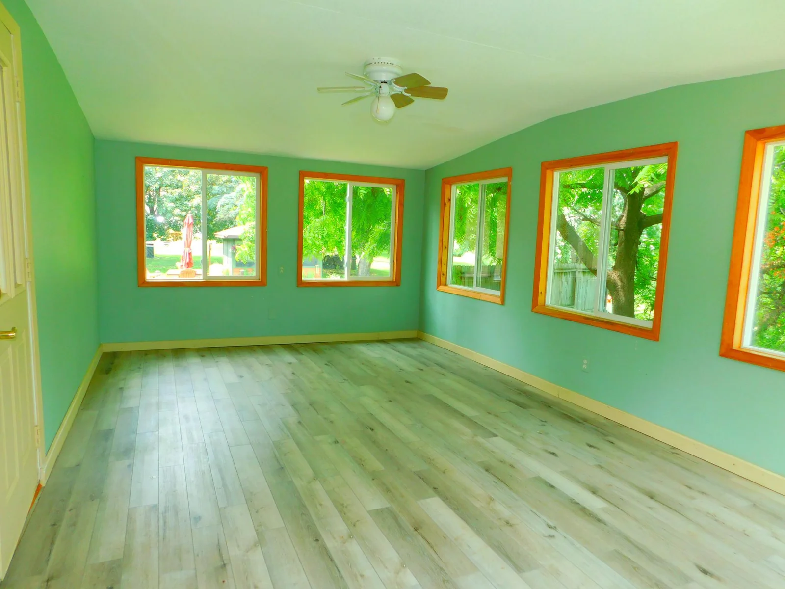 Bonus room off the back of the garage over looking the back yard.