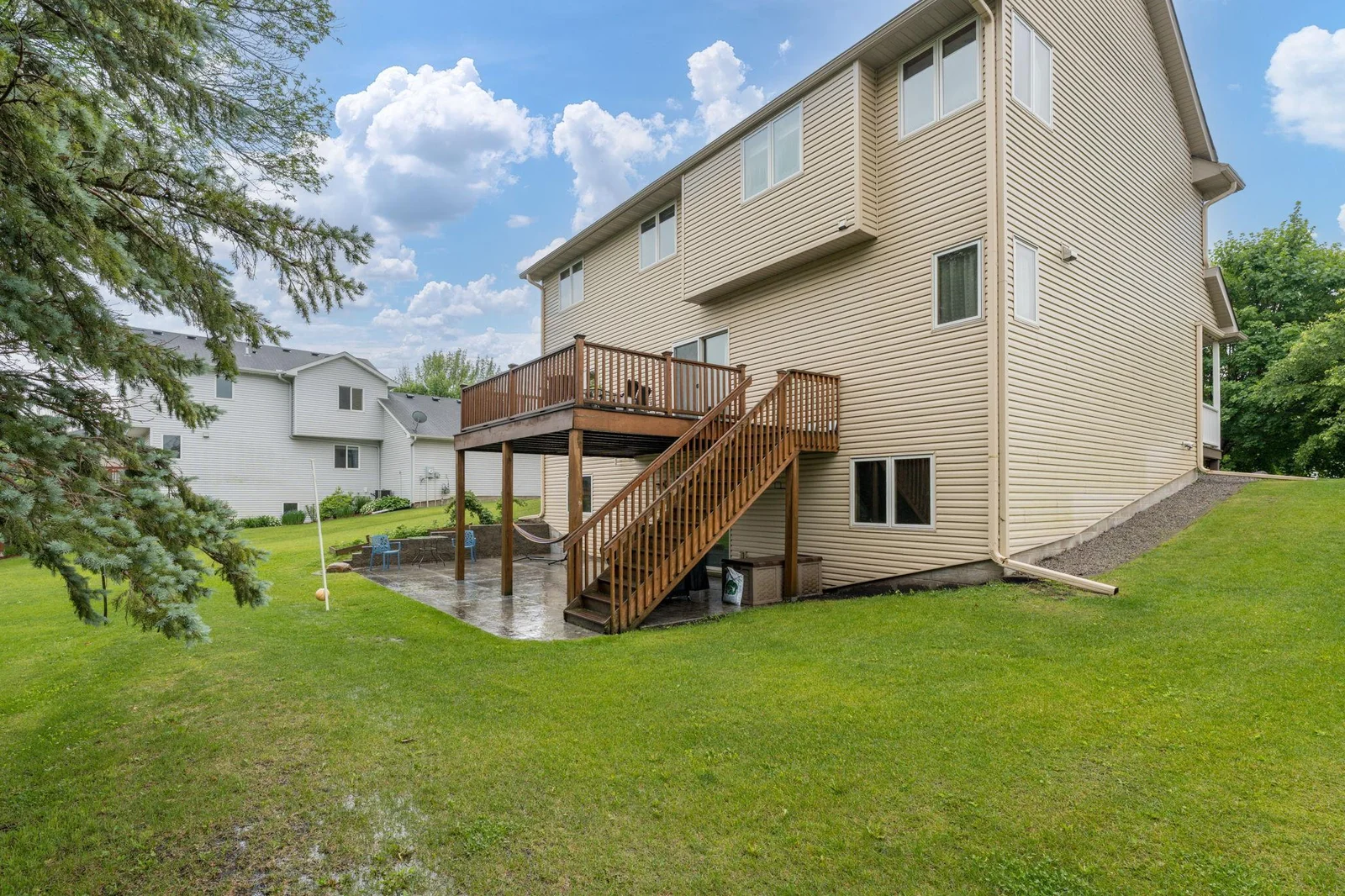Large deck and patio to enjoy the backyard on.