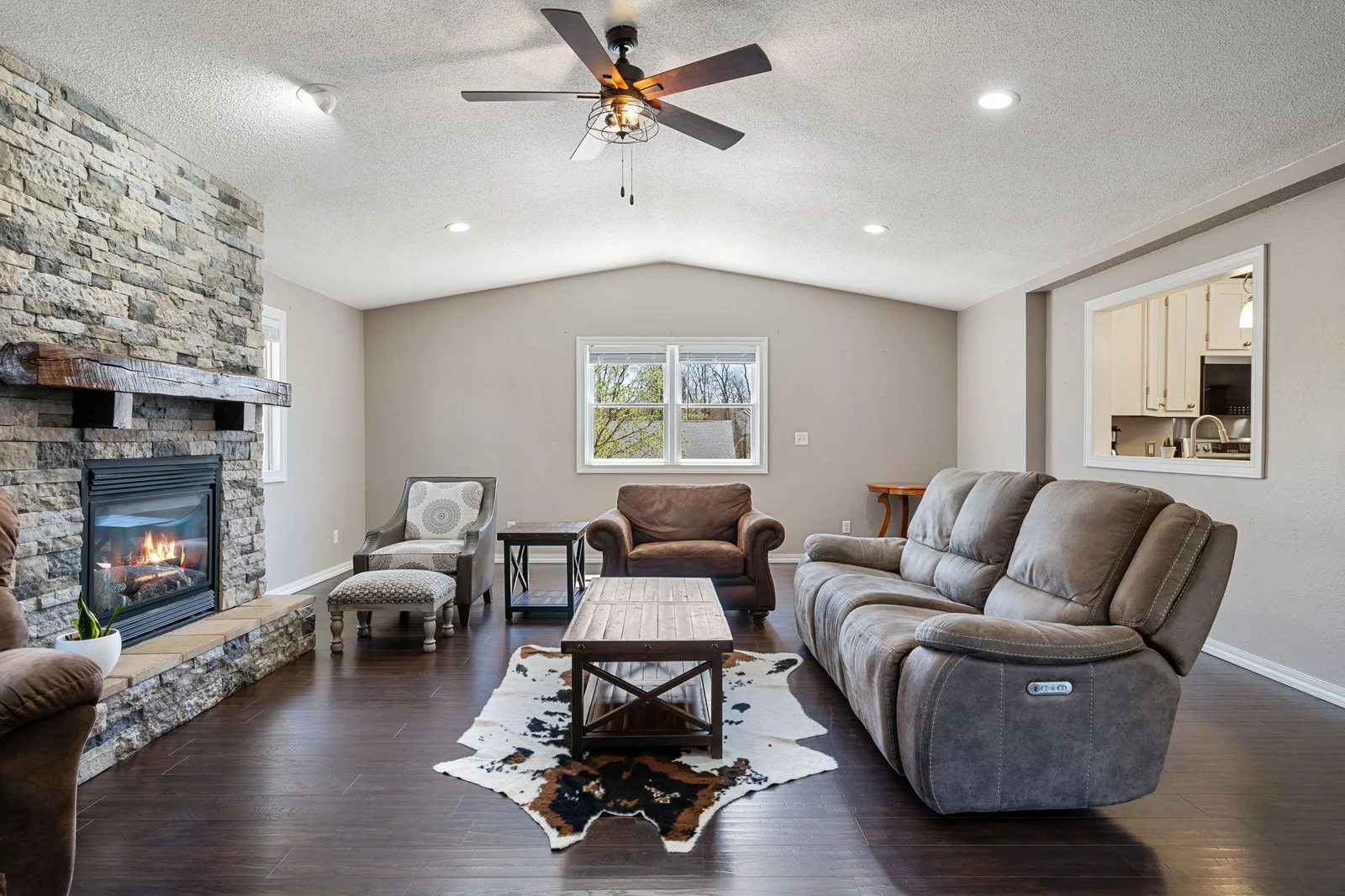 Massive living room is perfect for entertaining.