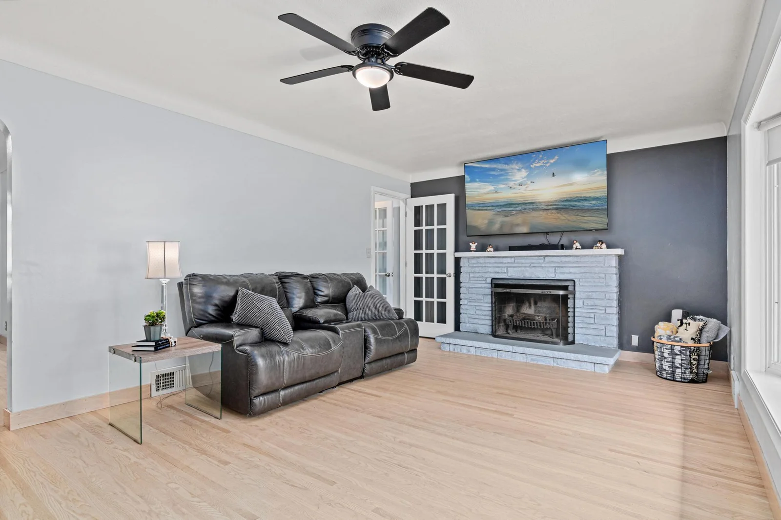 Living Room with Wood Fireplace
