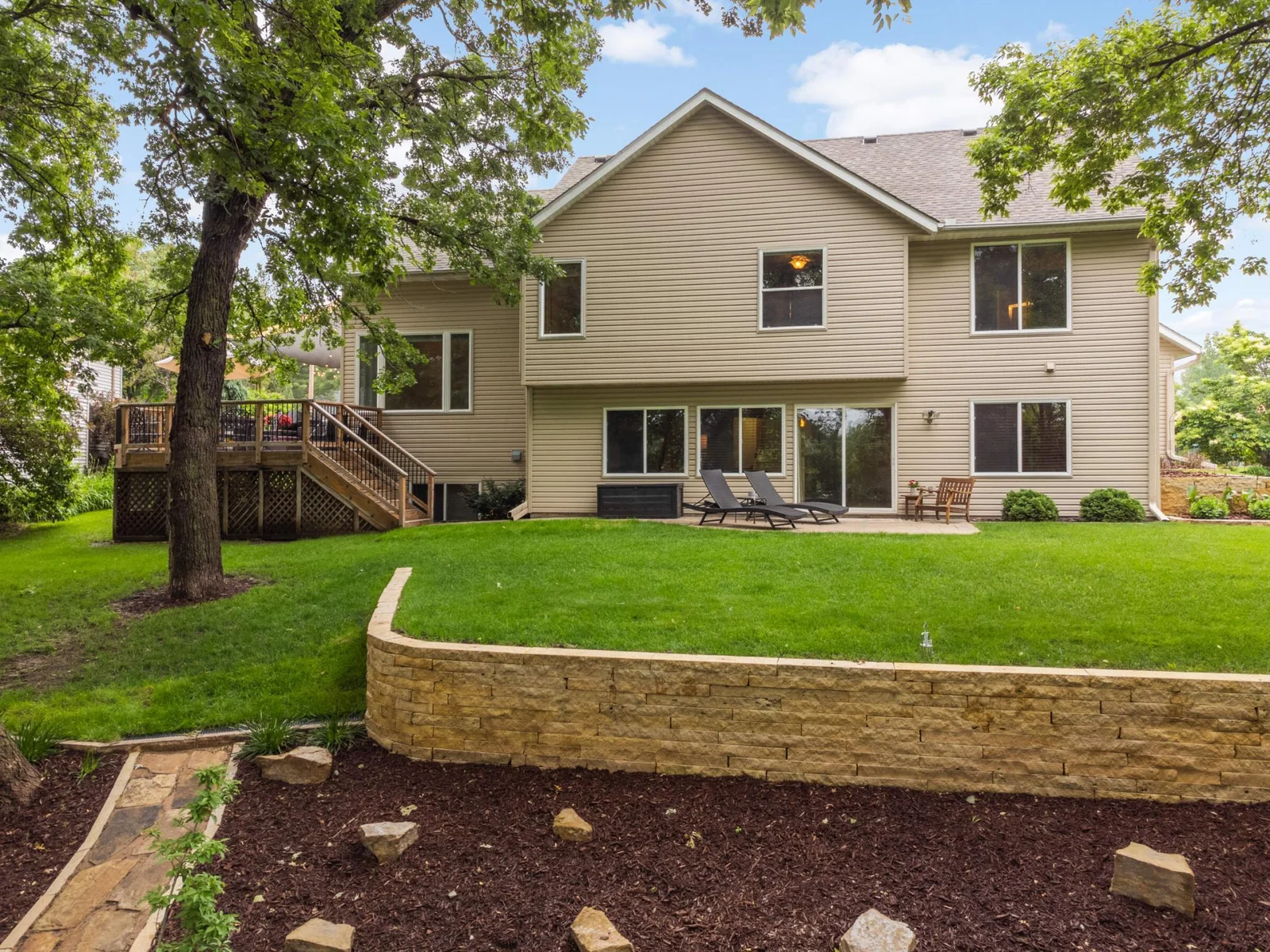 Meticulously landscaped backyard