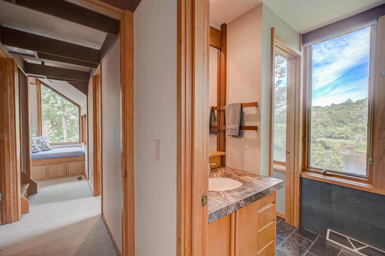 Closing the hallway door (on left), creates the separate primary suite.