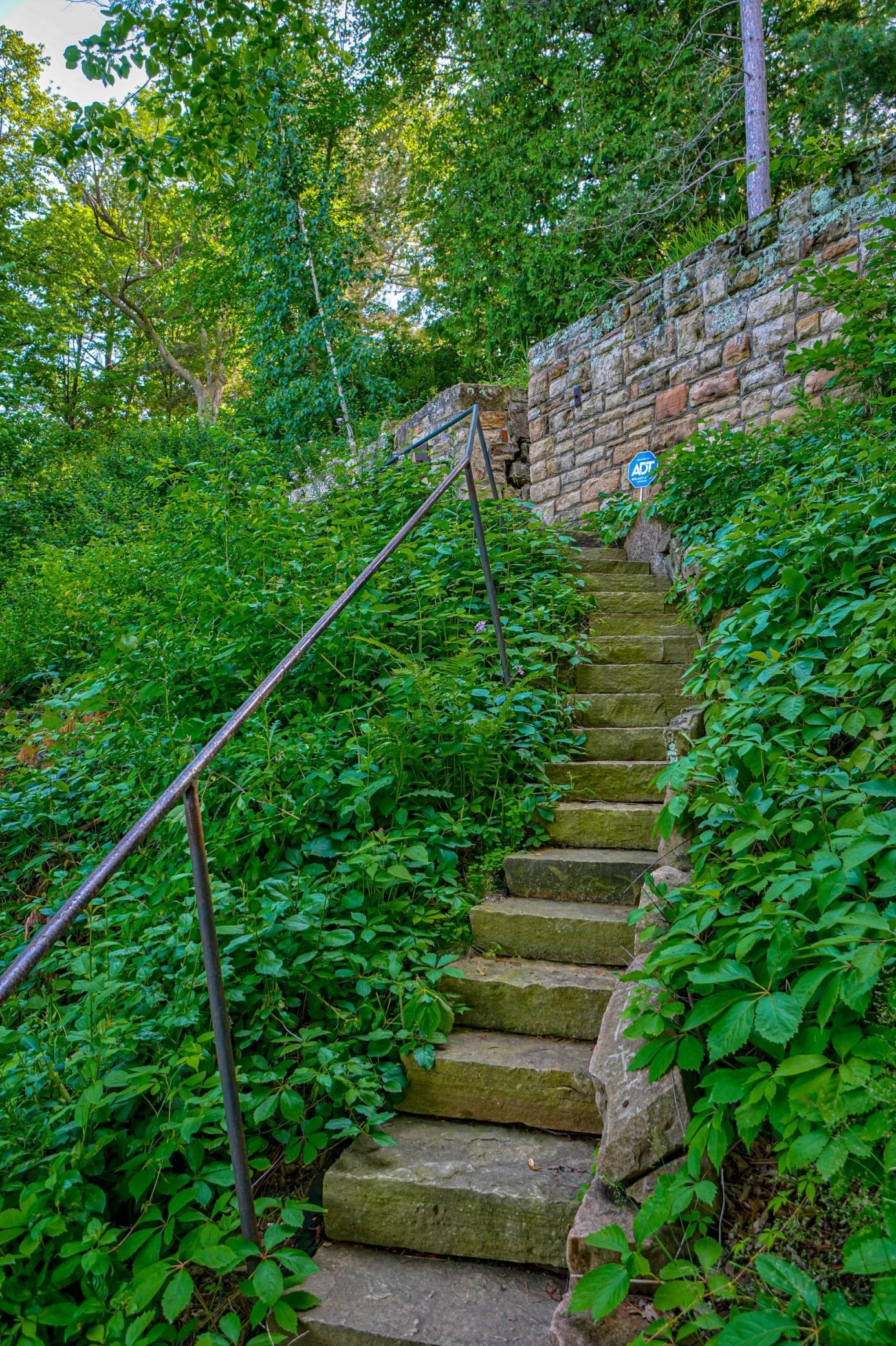 Cold Stone Shorelines reinforced the stone retaining wall, rebuilt large portions of the steps to the waterfront, and added a second staircase from the north side of the yard.