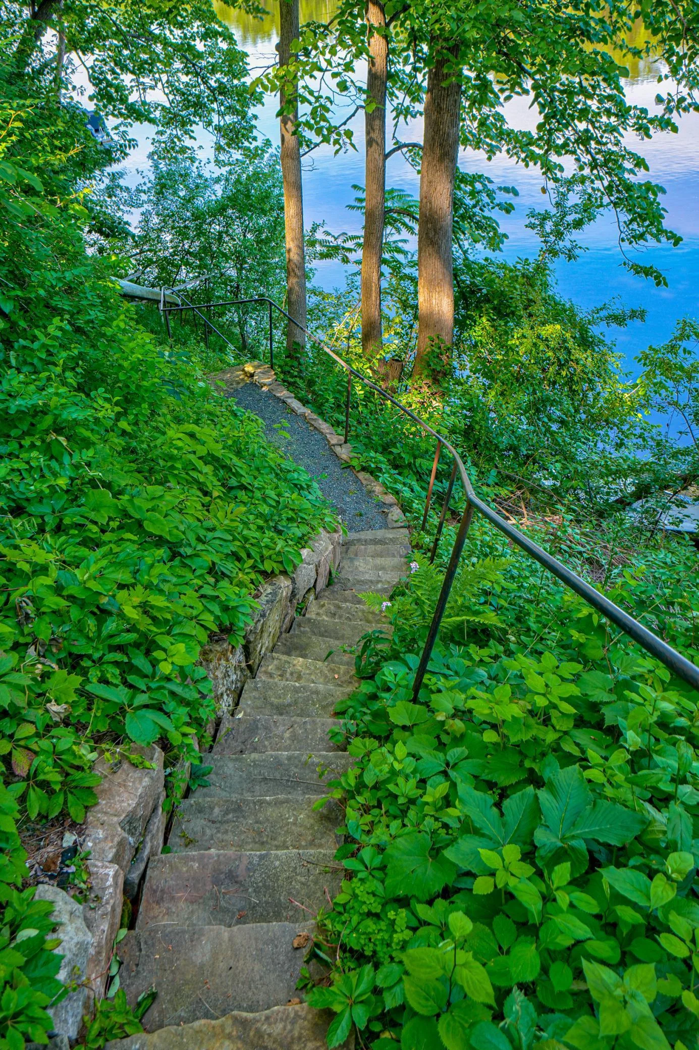 The solid stone stairway down to the river will endure for generations.