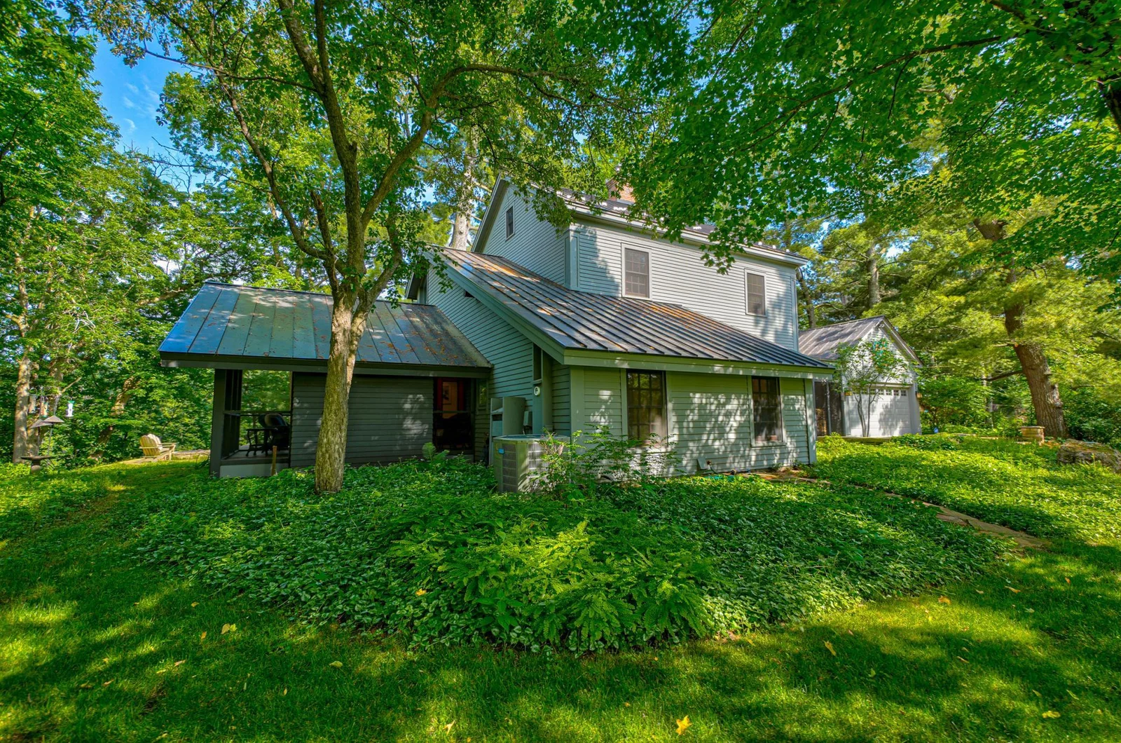 The west side of the home from the front lawn.