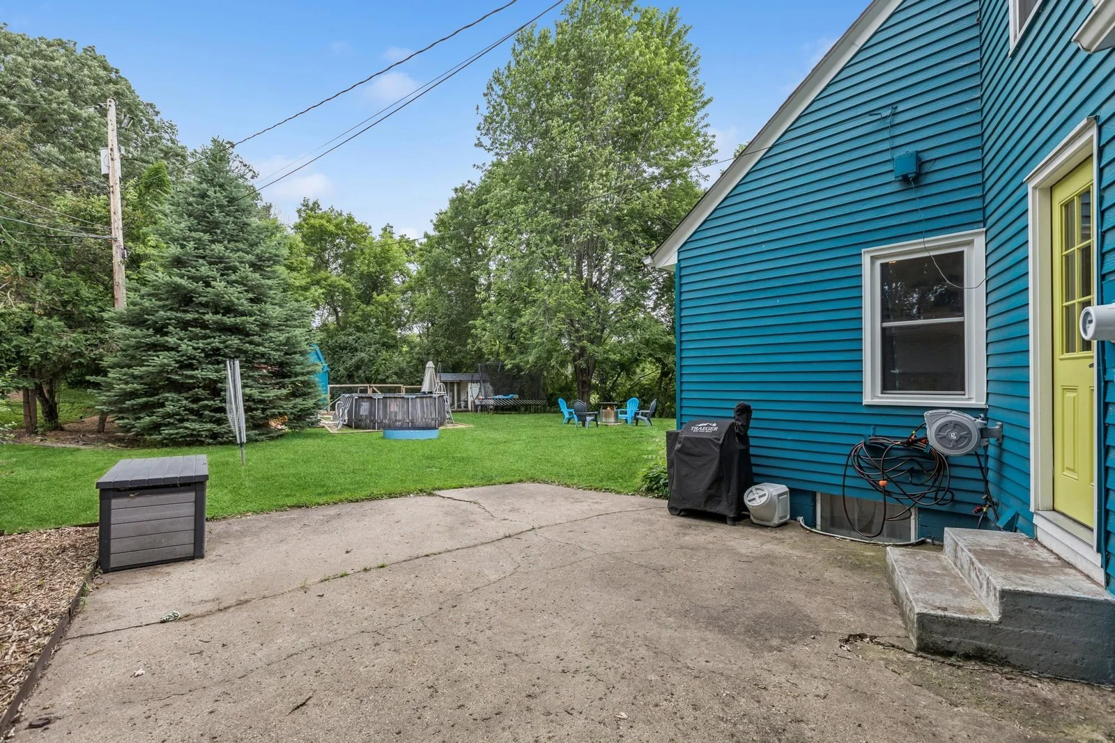 Back Patio View to Pool, Shed & Chicken Coop