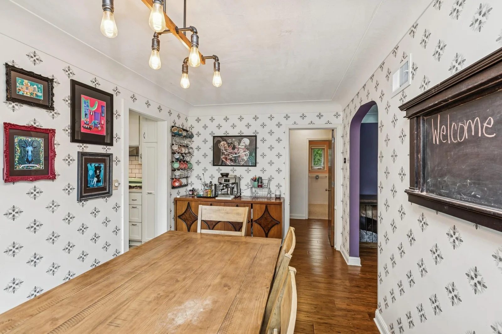 Dining Area to Main Hallway, Bathroom, and Two Bedrooms