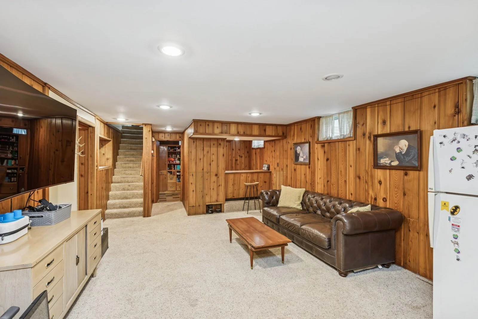 Lower Level Family Room to Wet Bar and Pantry Area