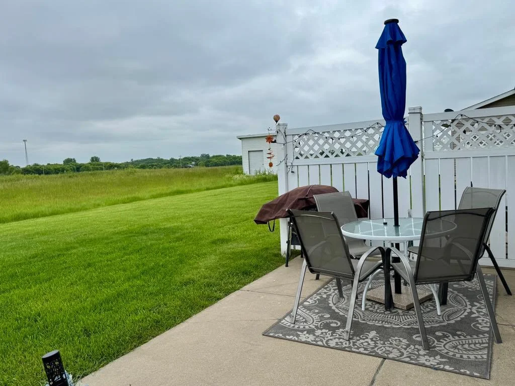 Patio in backyard