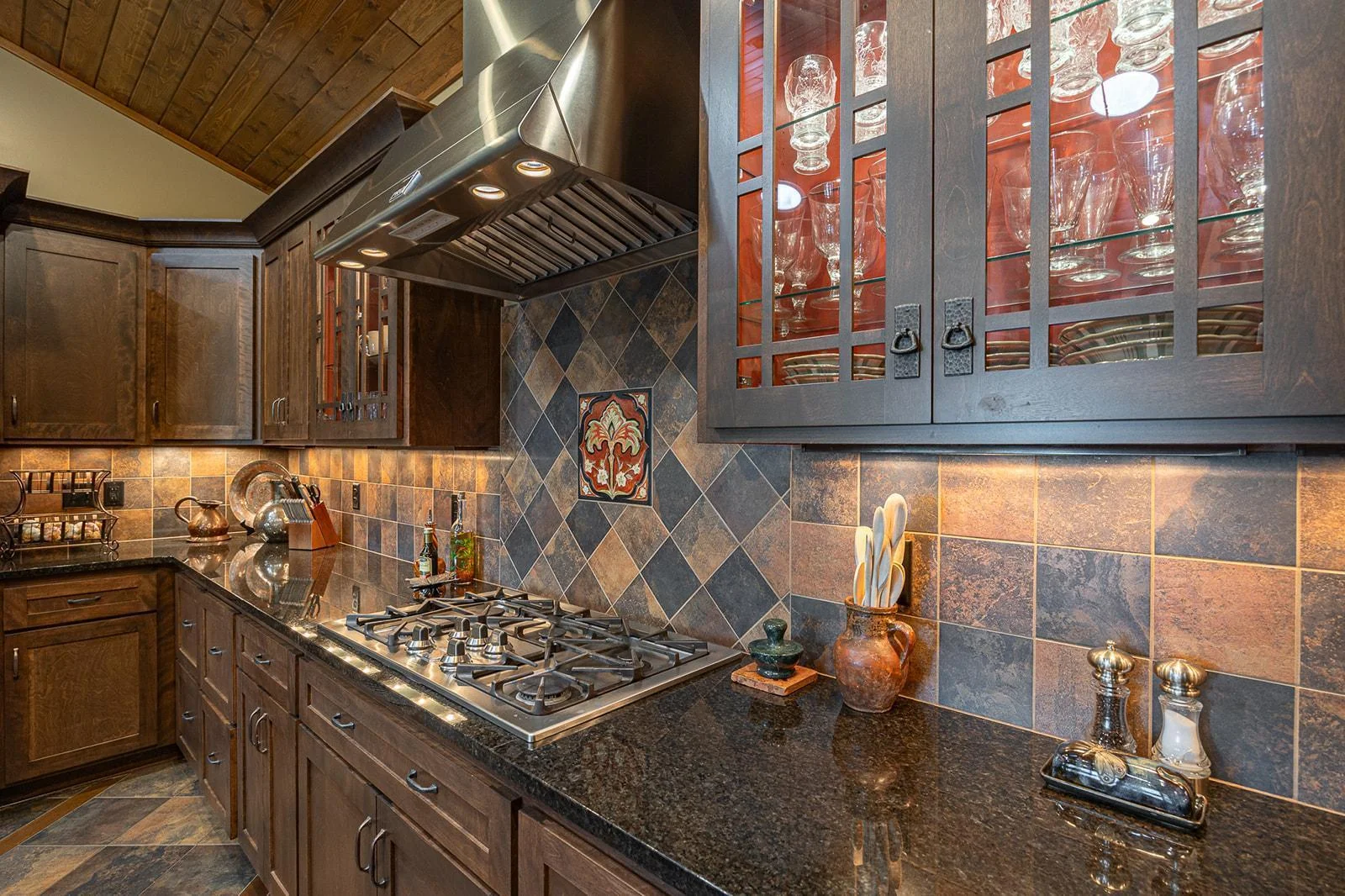 Custom backsplash and cabinetry