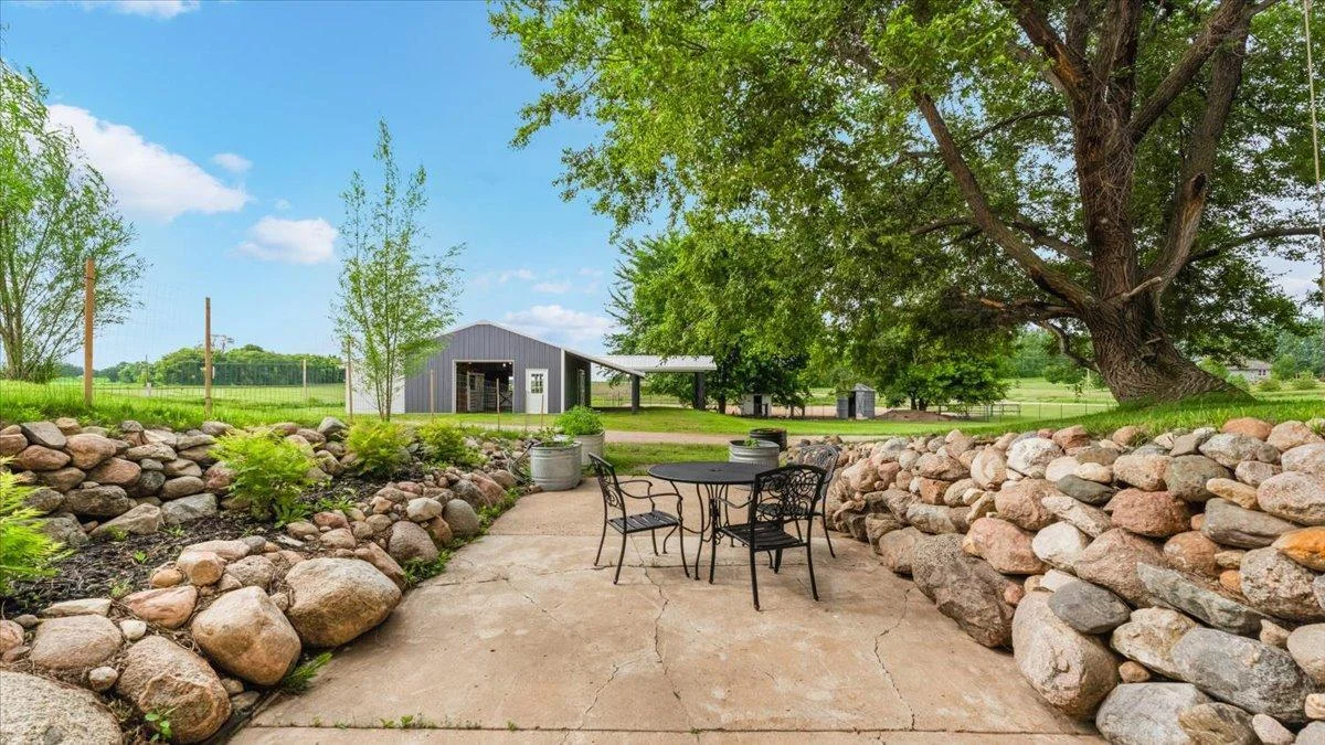 A view from the patio towards the barn.