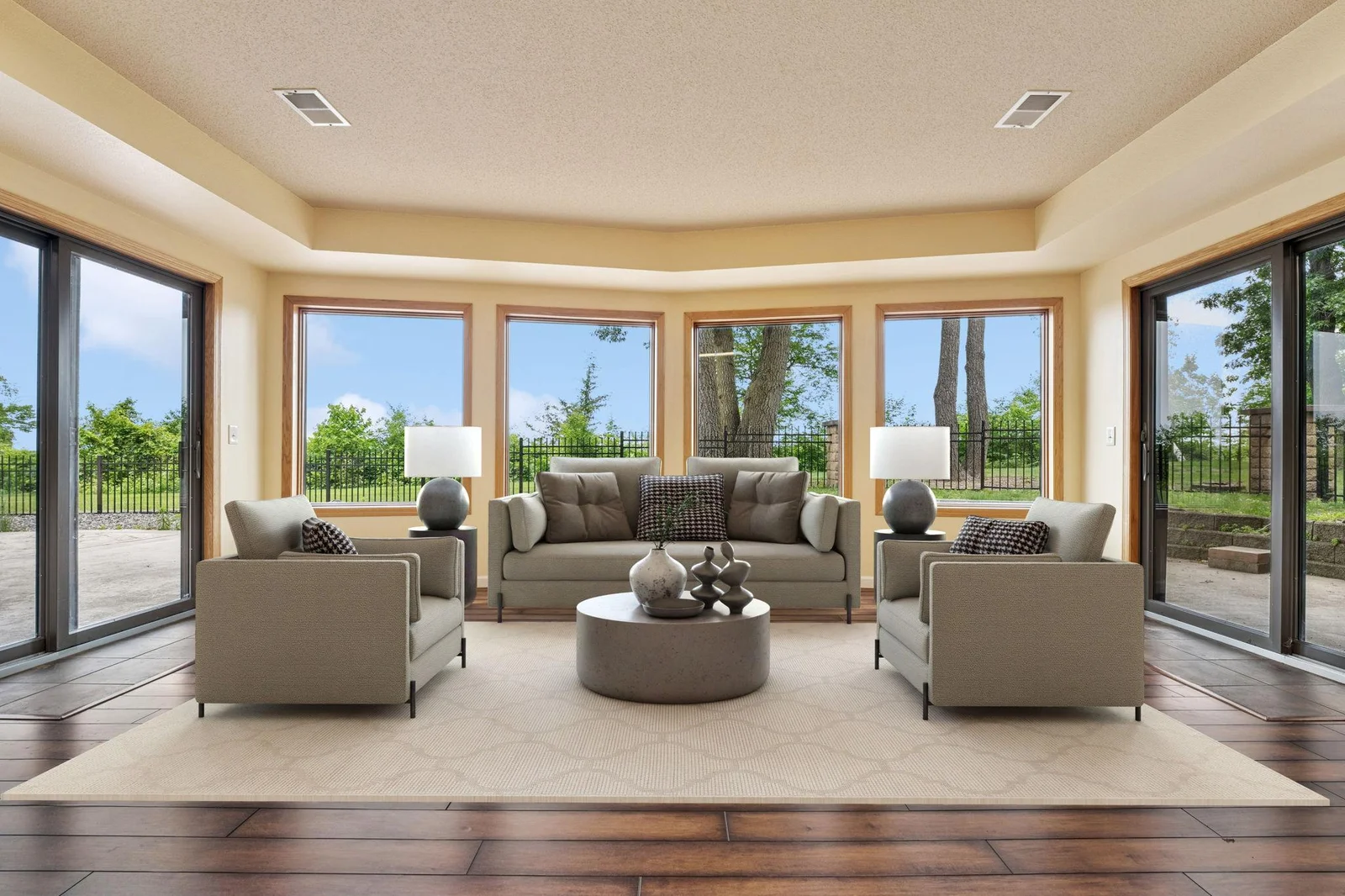 Lower level walkout family room (virtually staged)