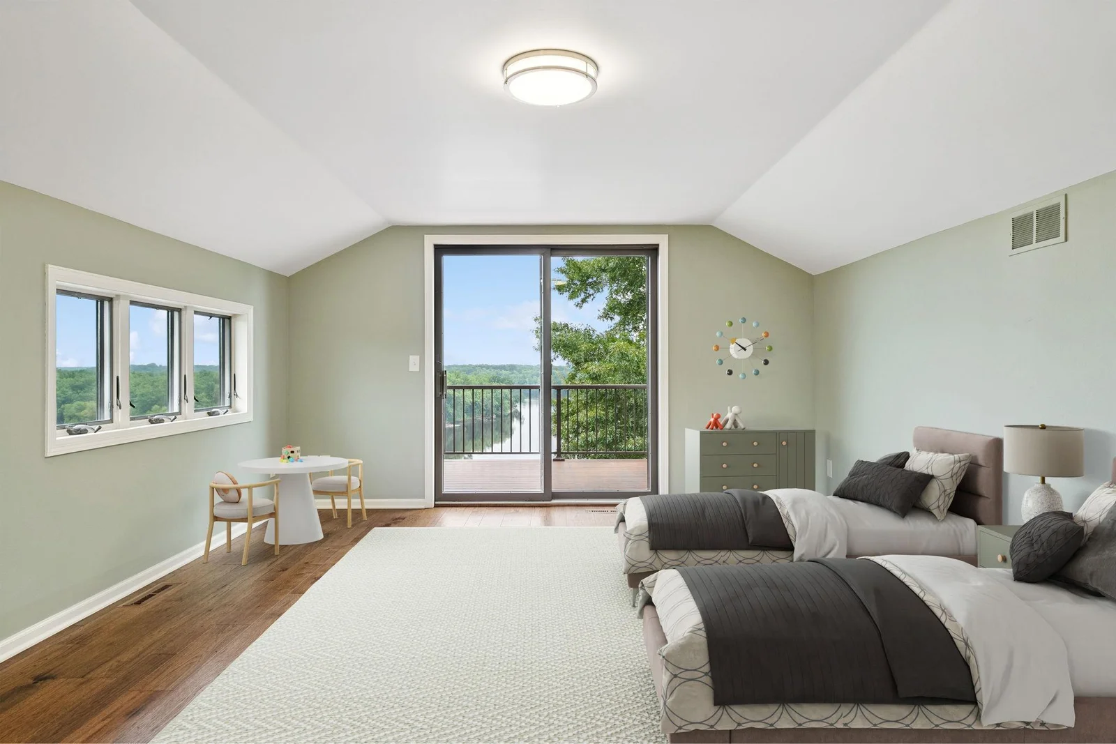 Bedroom #4 has some of the best views of the home due to it's third floor location (virtually staged)