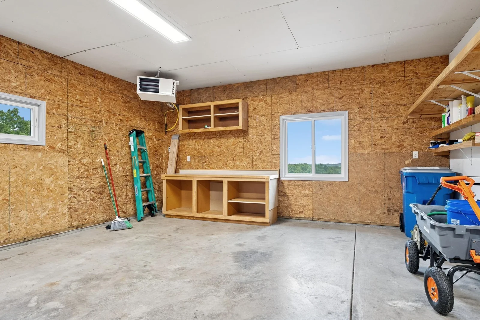 Garage is heated and has views of the river