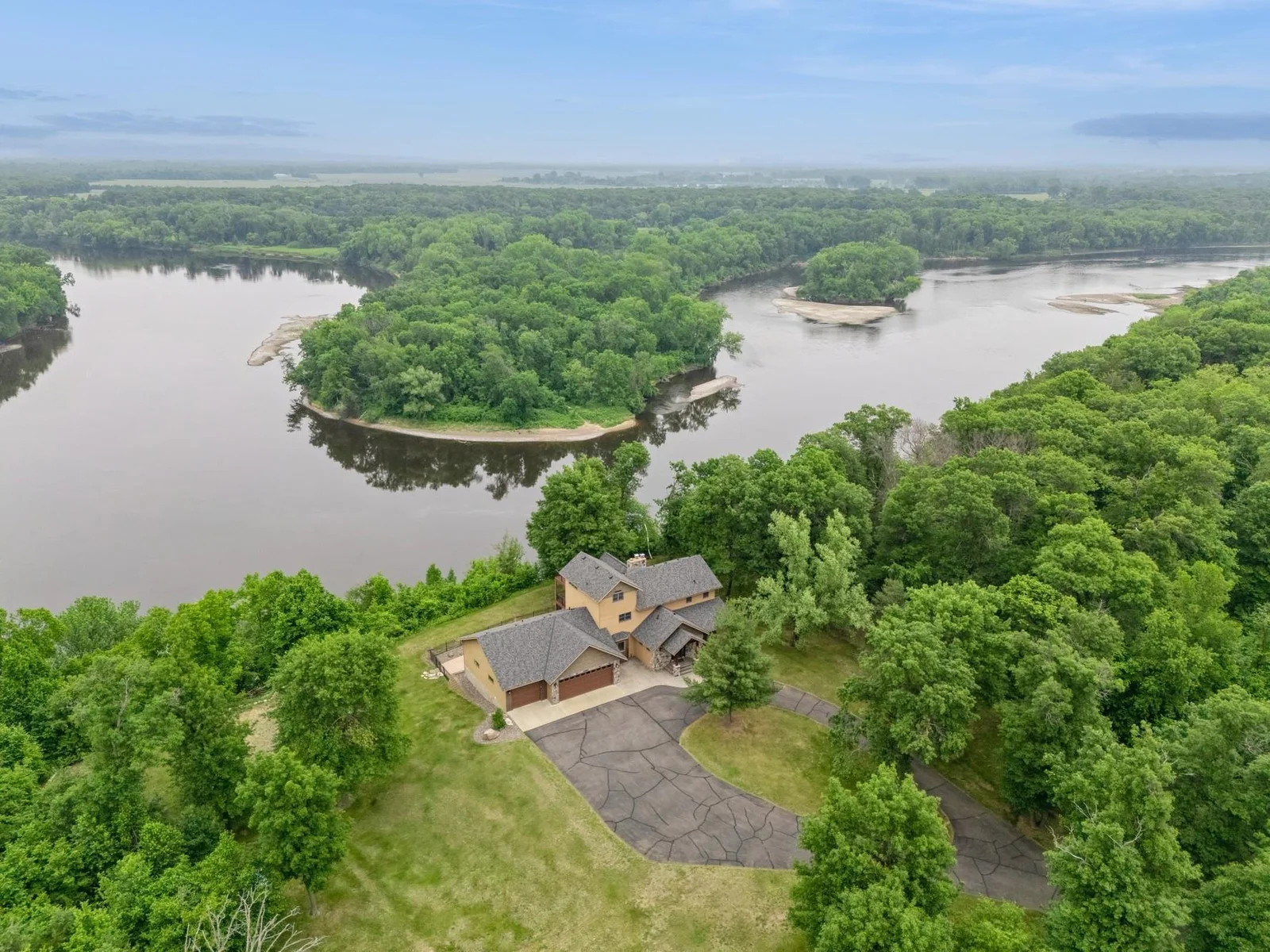 View of the home and Mississippi River to the east of home