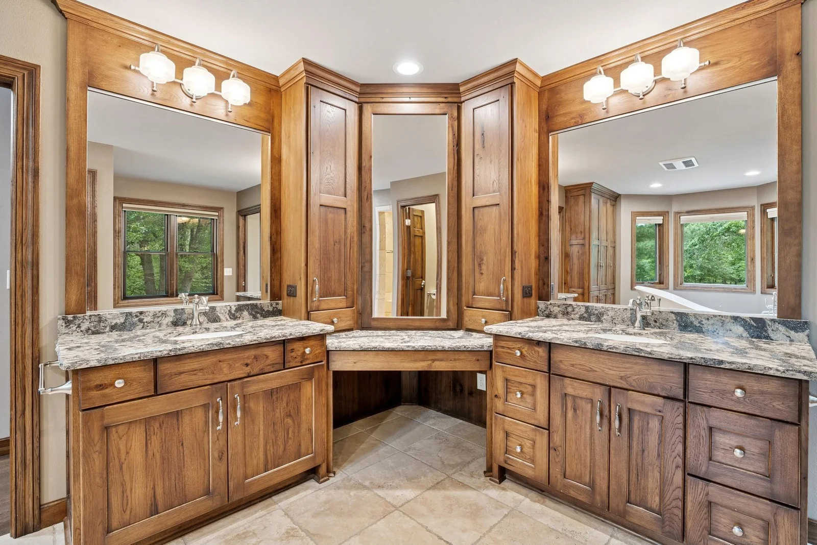 Double sinks and makeup vanity
