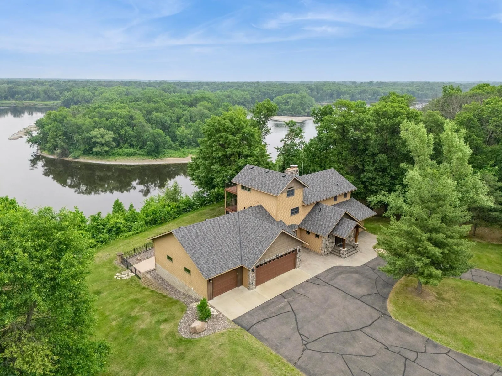 Aerial View of the home and river