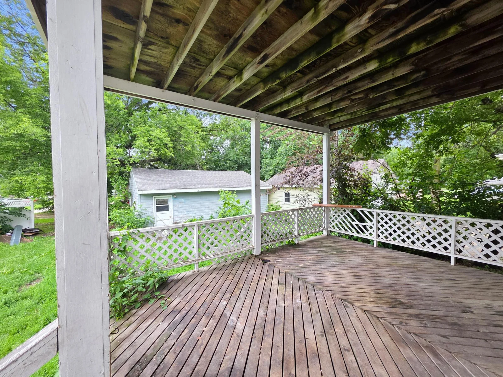 Two decks off back side of house