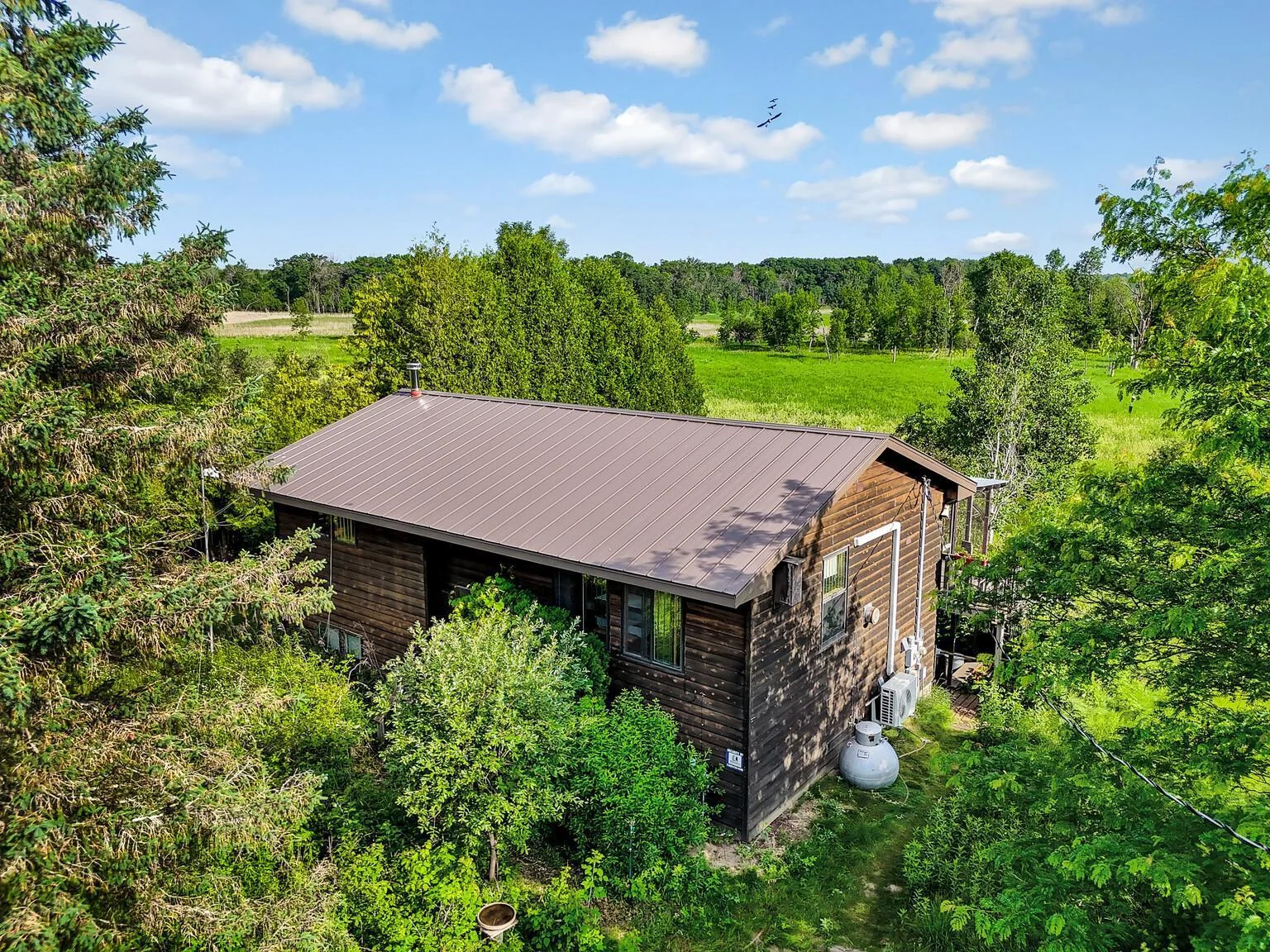 Cedar siding and metal roof on home