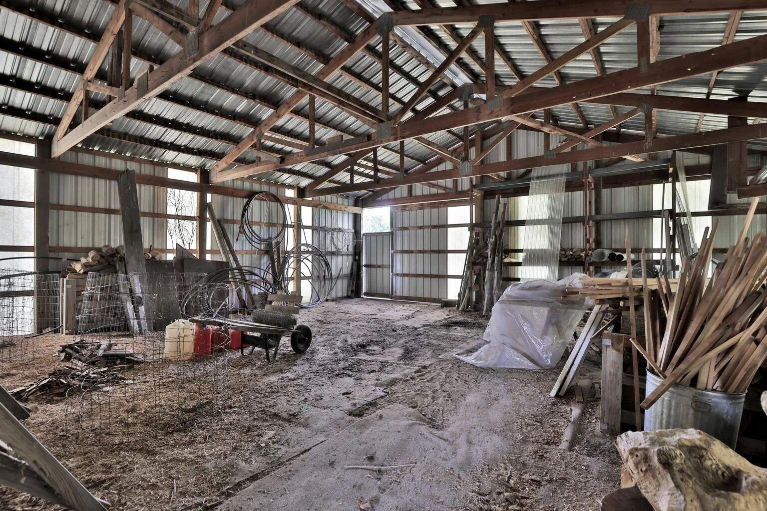 West half of pole barn has dirt floor