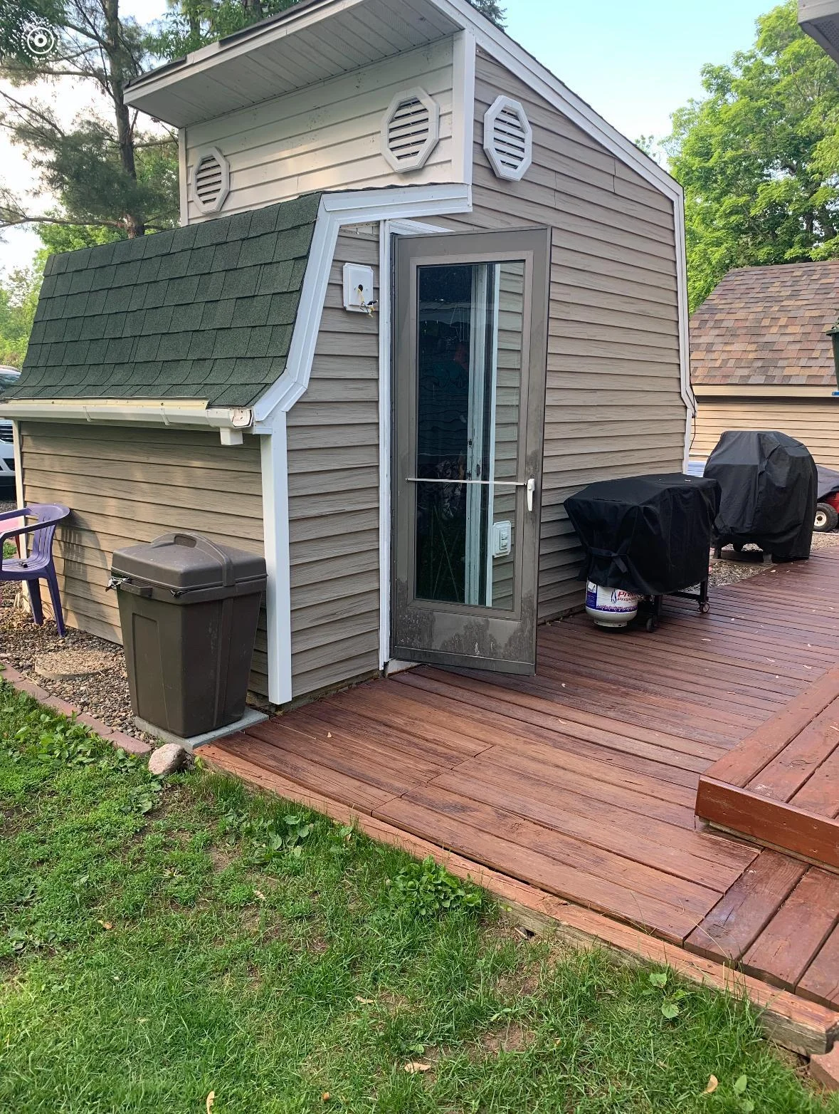 Storage Shed Service Door & Back Porch