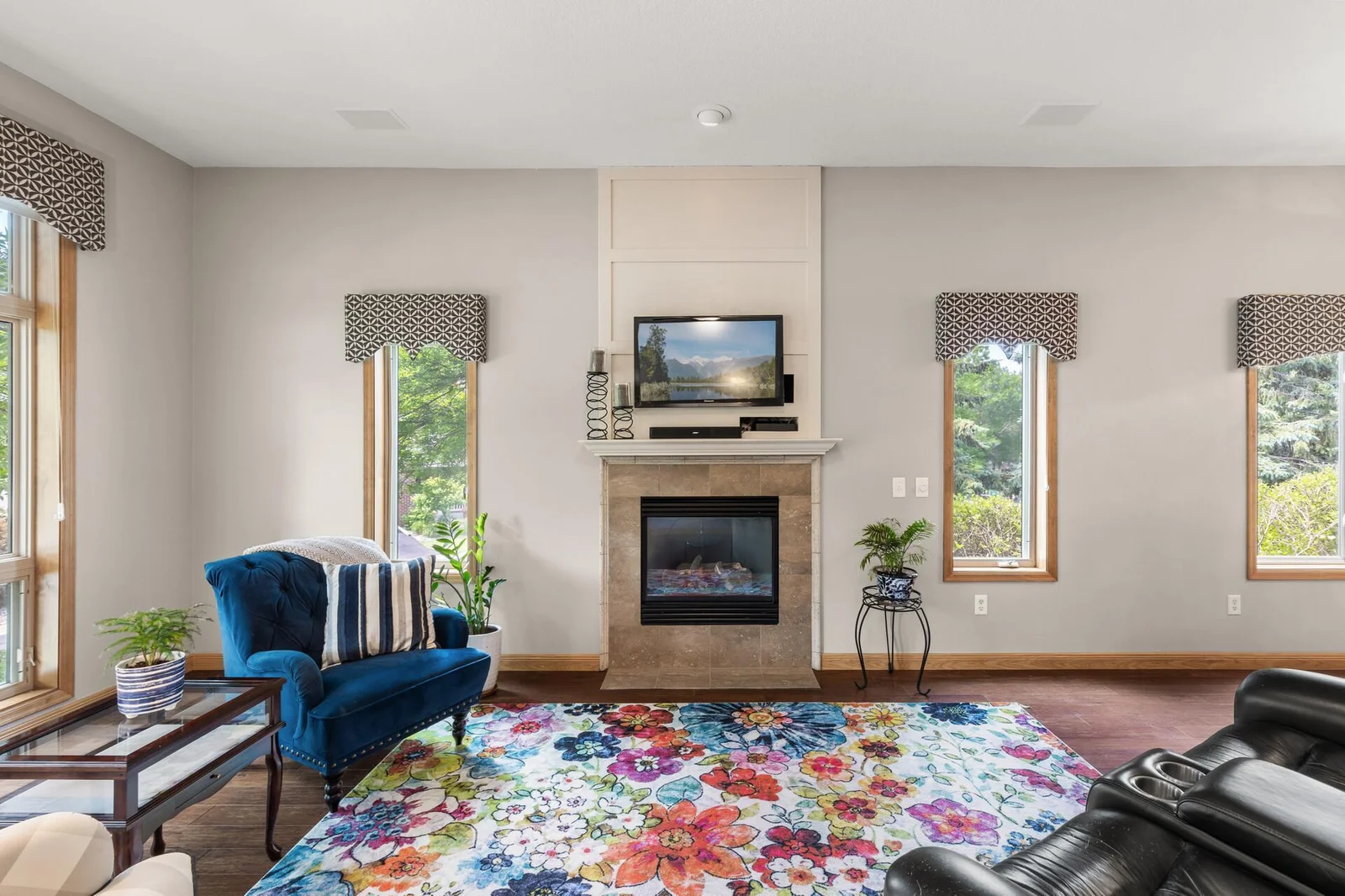 Enjoy a good book or movie by the fireplace.