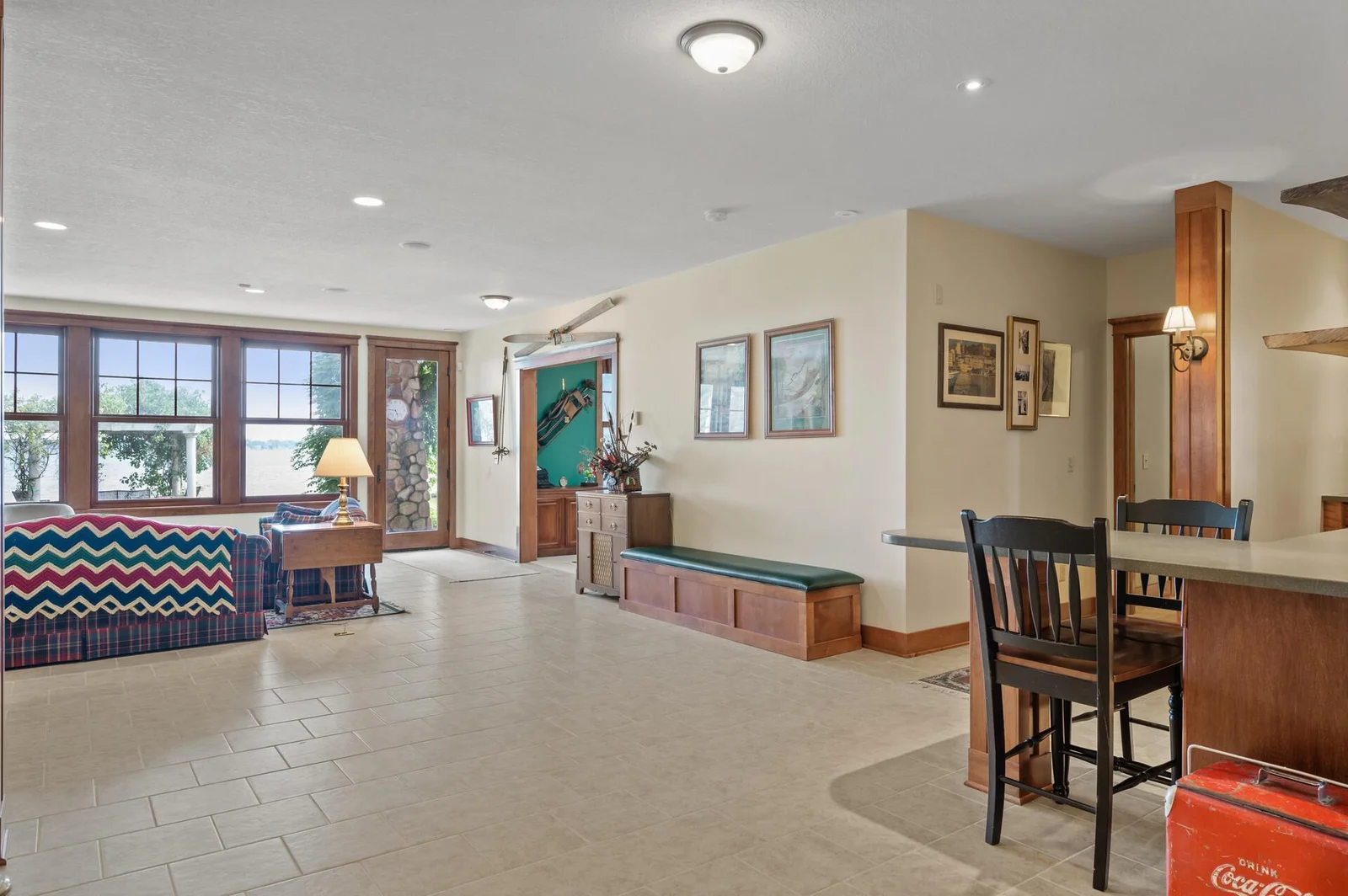 Lower level walk-out with heated tile flooring!