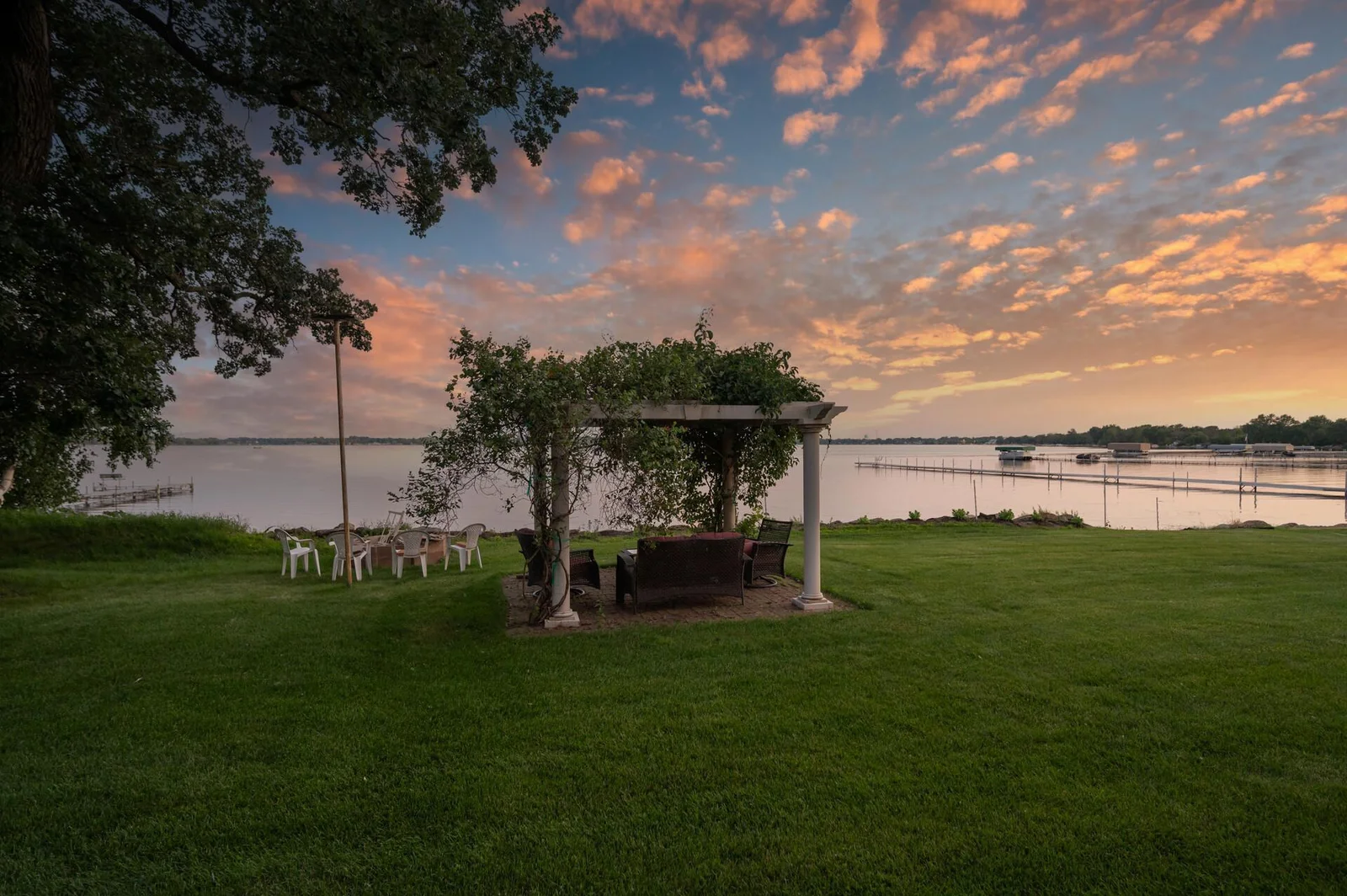 Pergola with pavers and a firepit!