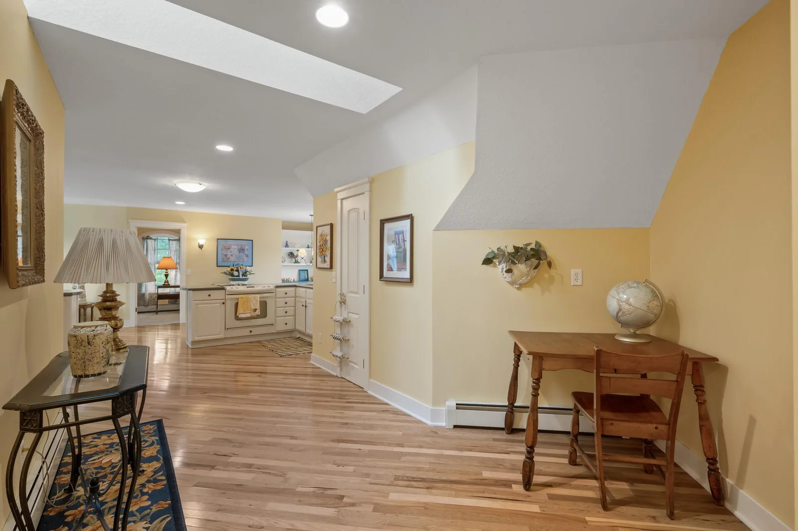 As you enter the private guest apartment from the loft in the upper level.