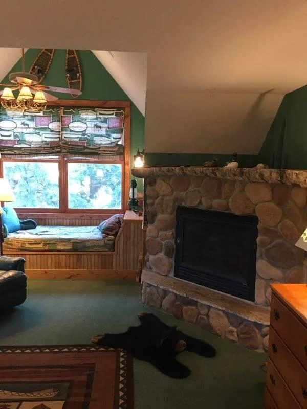 Birch mantle gas fireplace!