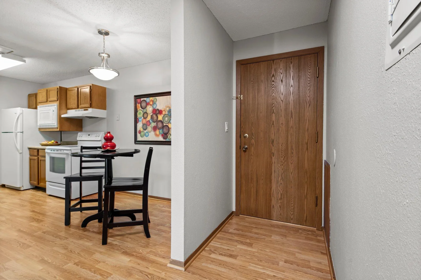 Easy care for flooring & new light fixture in the dining room!