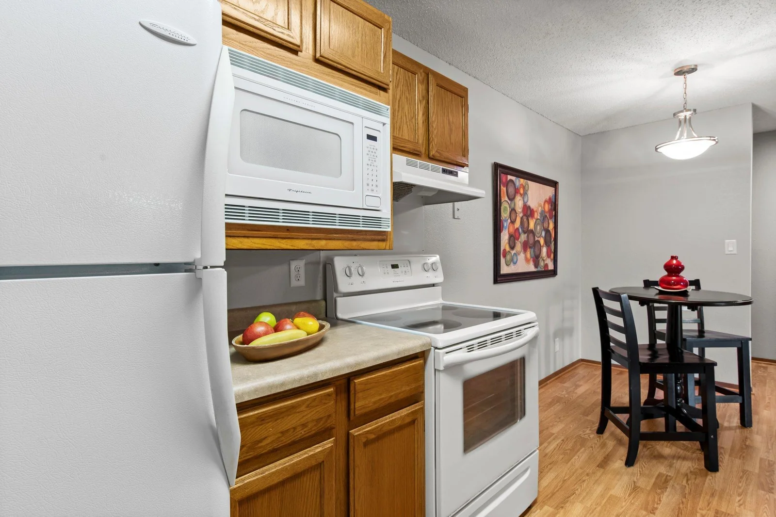 This kitchen boasts an efficient layout and open layout.