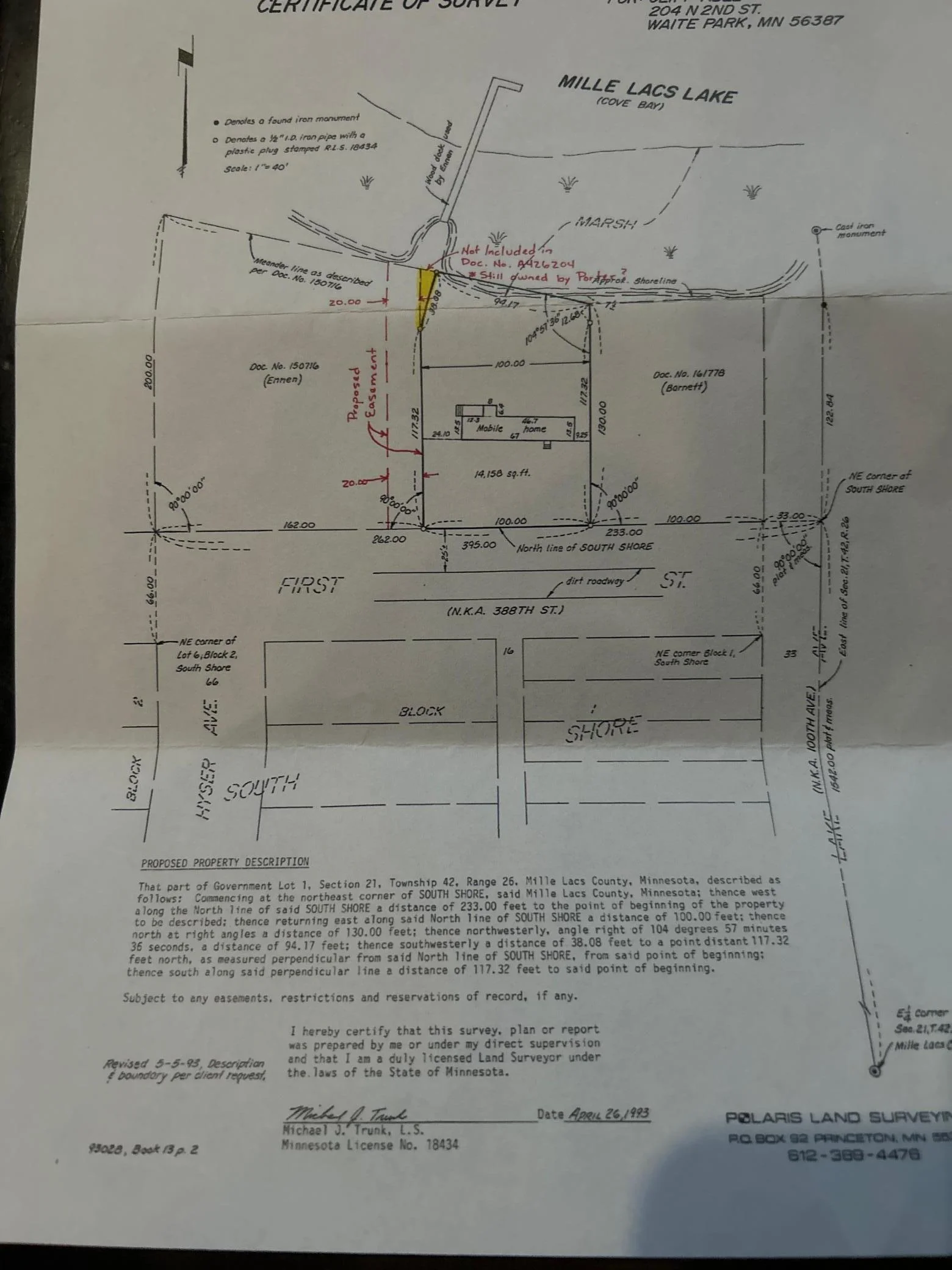 20 foot deeded access to Mille Lacs Lake