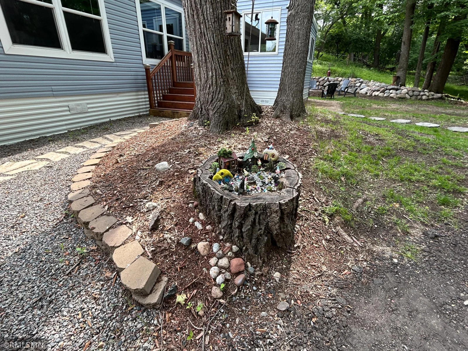 Creative landscaping on lot.