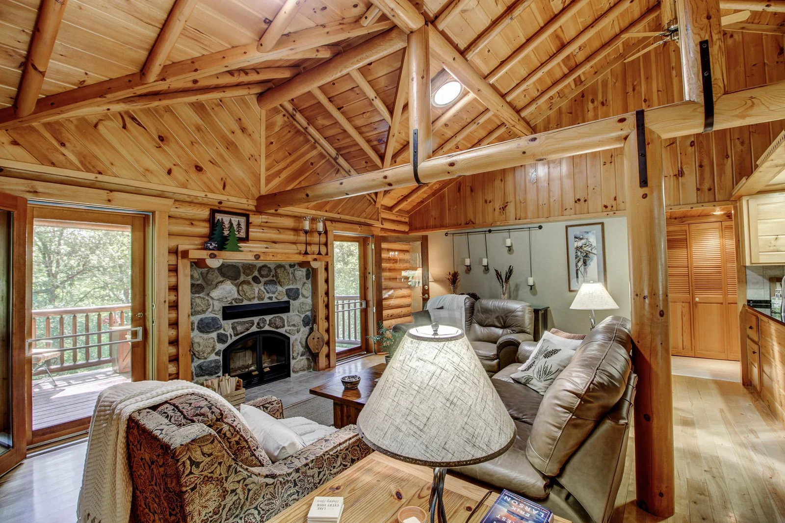 Living room Doors to Lakeside deck